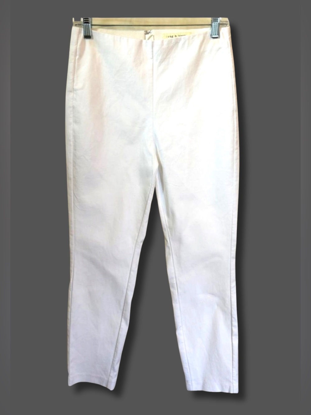 Rag & Bone High Rise Ankle Pants Women 8 White Stretch Slim Leg
